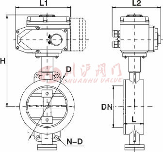 D971X、D973H電動(dòng)對(duì)夾蝶閥結(jié)構(gòu)圖