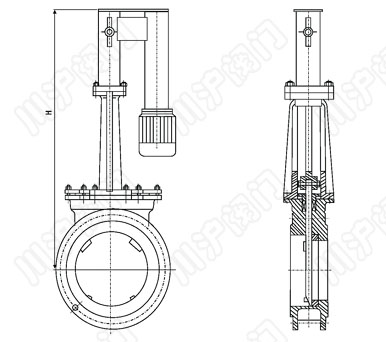 PZ273X、PZ273F、PZ273H、PZ273Y_電液動(dòng)刀型閘閥結(jié)構(gòu)圖