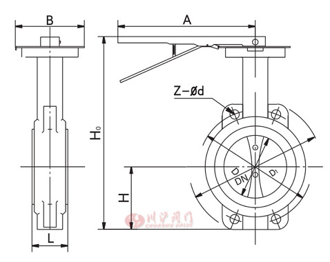 軟密封蝶閥結構圖