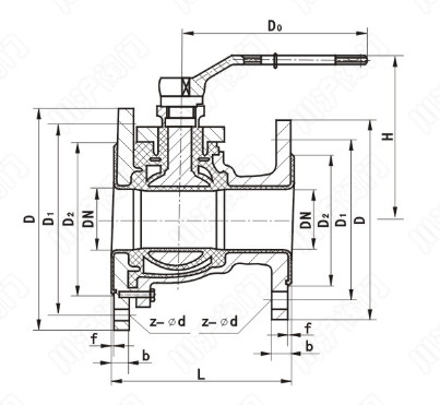 襯氟放料球閥結構圖