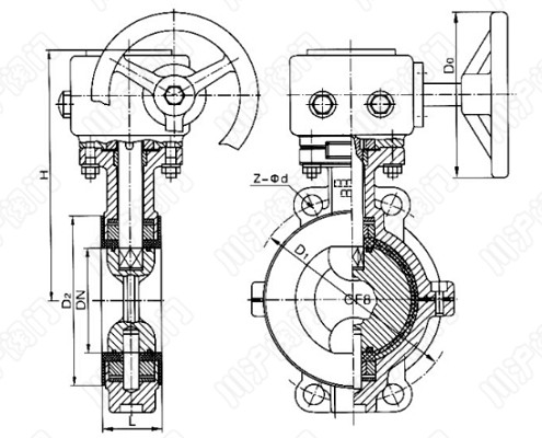 渦輪襯氟蝶閥結構圖