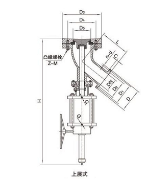 氣動上展式放料閥結構圖