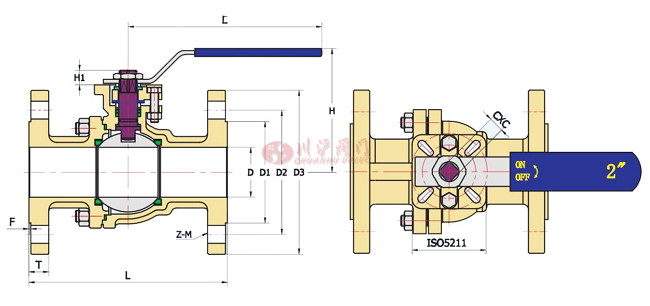 高平臺法蘭球閥結構圖