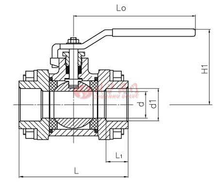 三片式焊接球閥結構圖