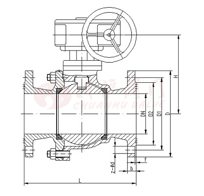 蝸輪浮動球閥結構圖