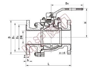 Q41F46_襯氟球閥_結構圖_川滬閥門
