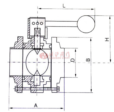 衛生級三片式焊接蝶閥結構圖
