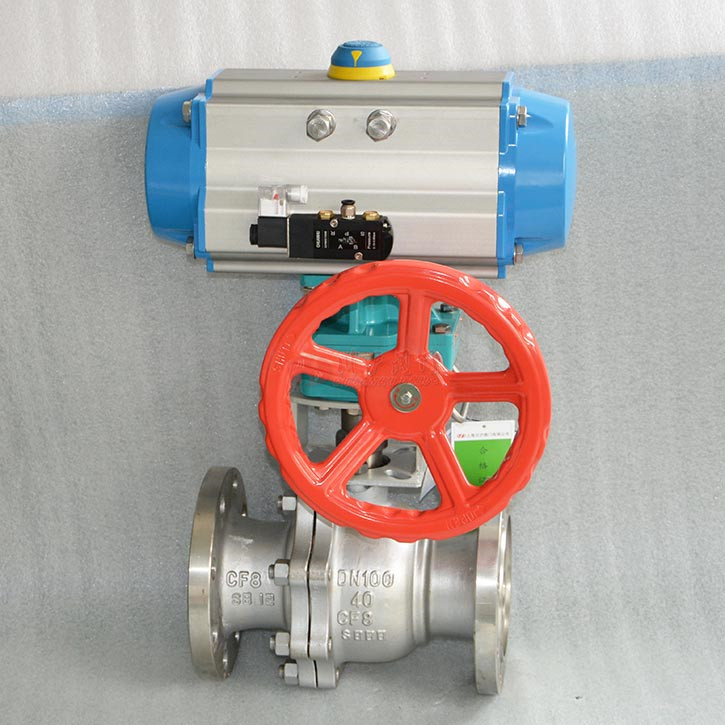 氣動球閥帶手輪實物圖