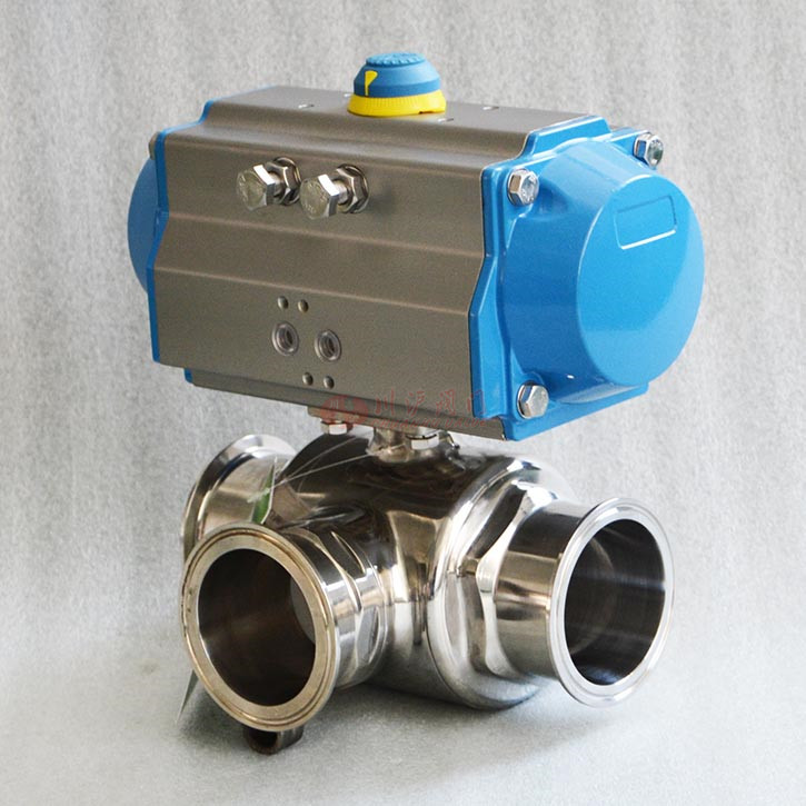 氣動衛生級三通球閥實物圖